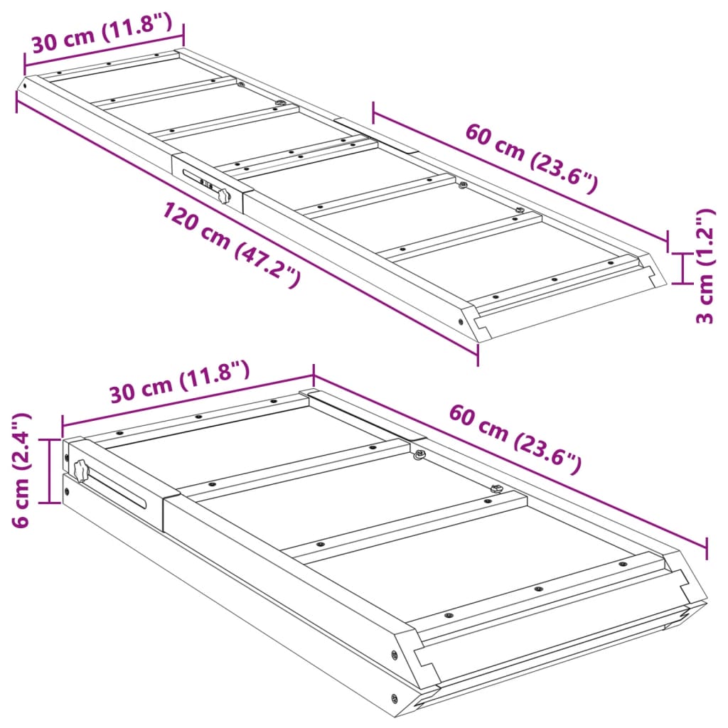 Rampa za pse siva 120 x 30 cm od masivne jelovine