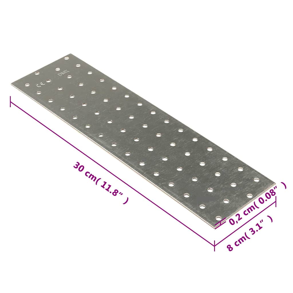 Perforirane ploče 20 kom 2 mm 300 x 80 mm od pocinčanog čelika