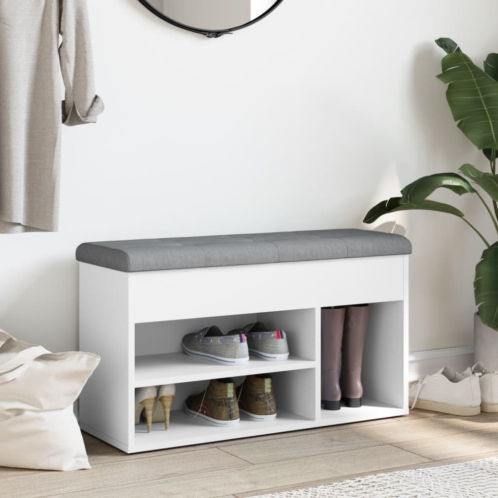 Klupa za cipele bijela 82x32x45,5 cm inženjerski drvo