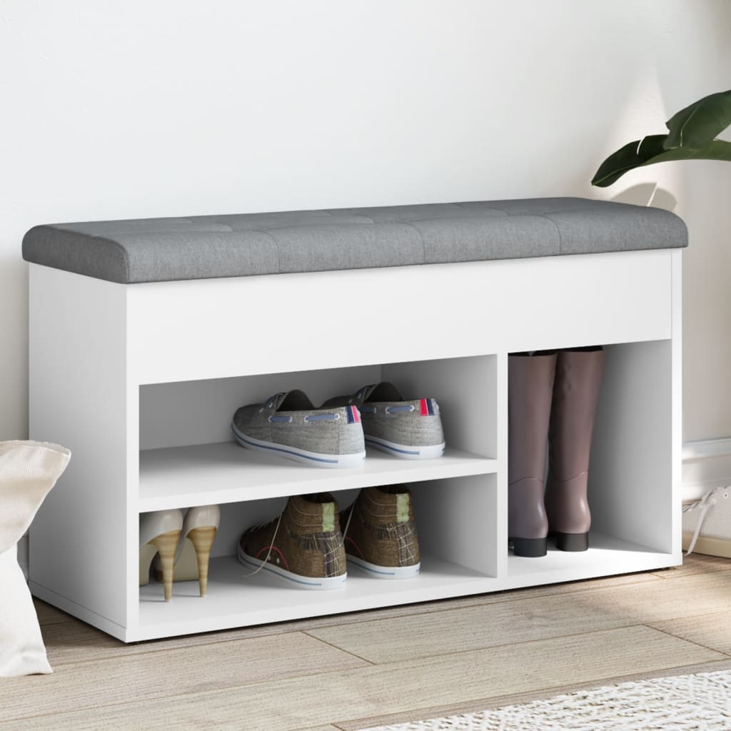 Klupa za cipele bijela 82x32x45,5 cm inženjerski drvo