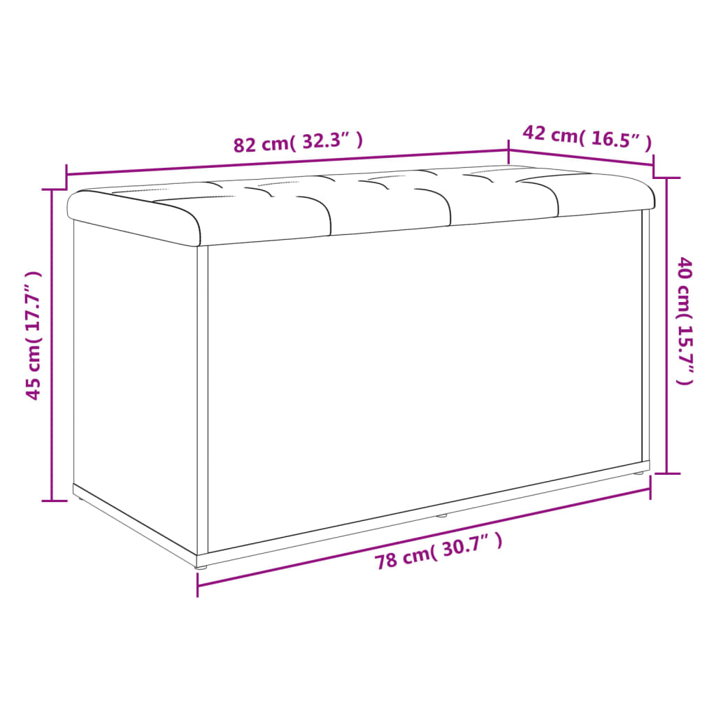 Klupa za pohranu boja hrasta 82x42x45 cm od konstruiranog drva