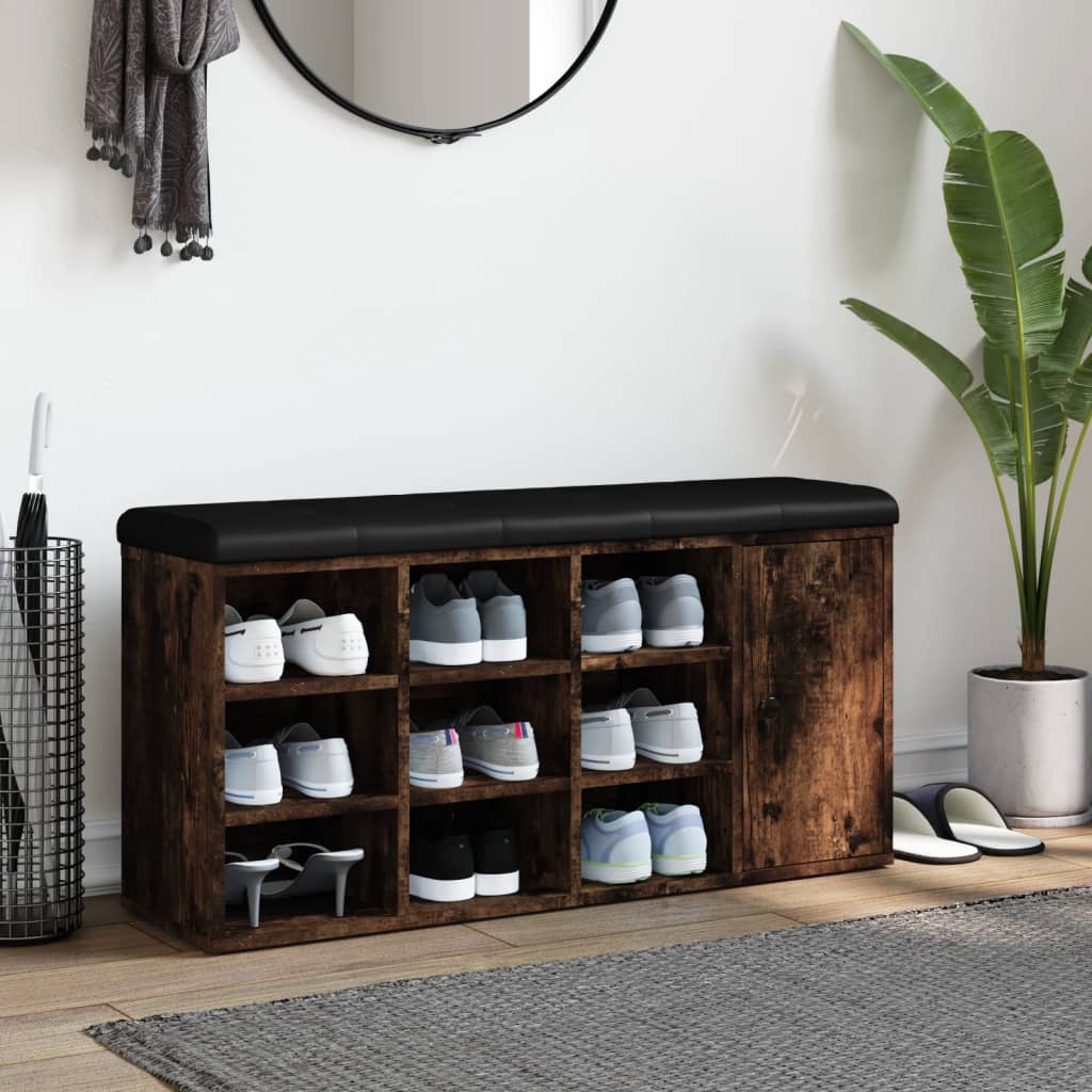 Klupa za cipele boja dimljenog hrasta 102 x 32 x 50 cm drvena