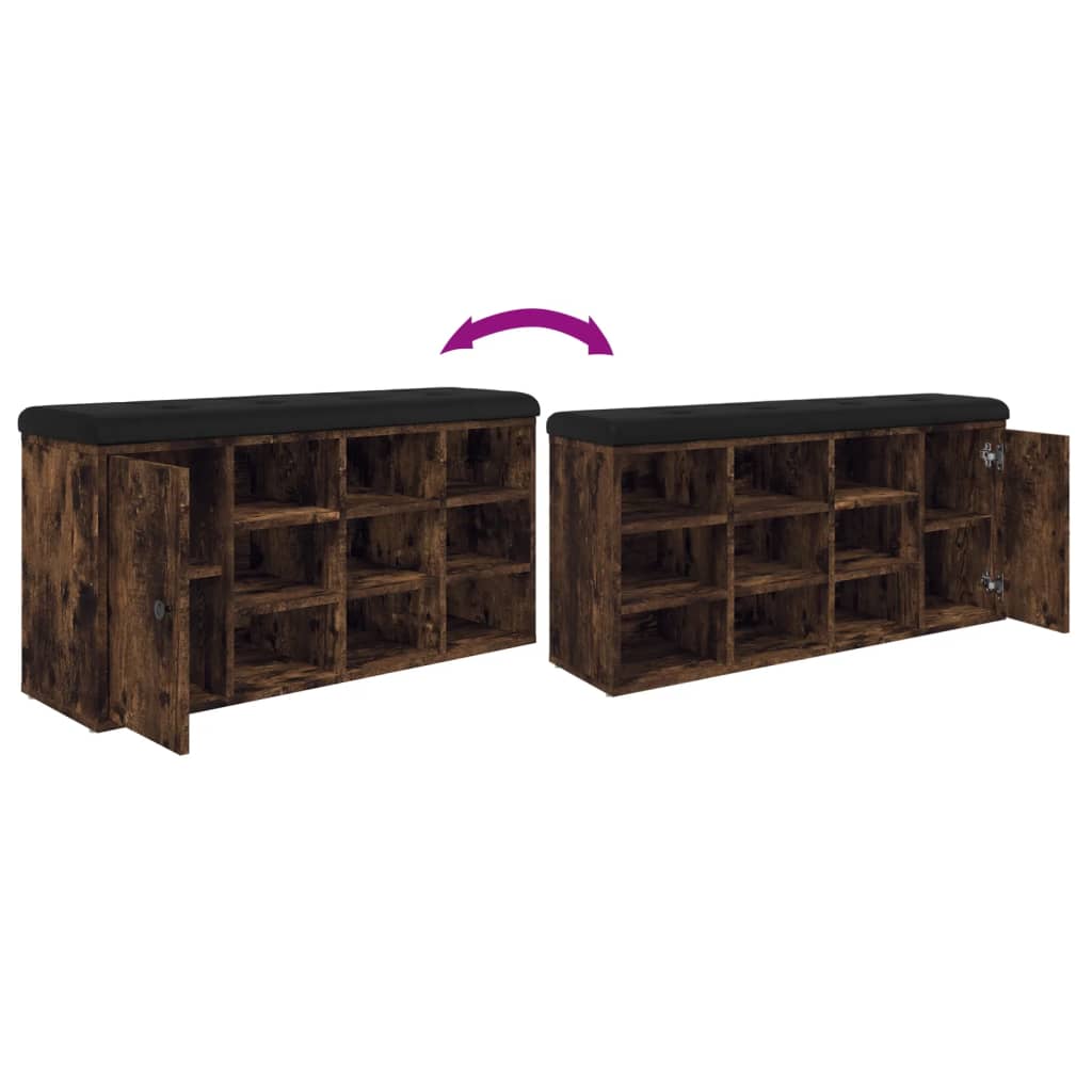 Klupa za cipele boja dimljenog hrasta 102 x 32 x 50 cm drvena