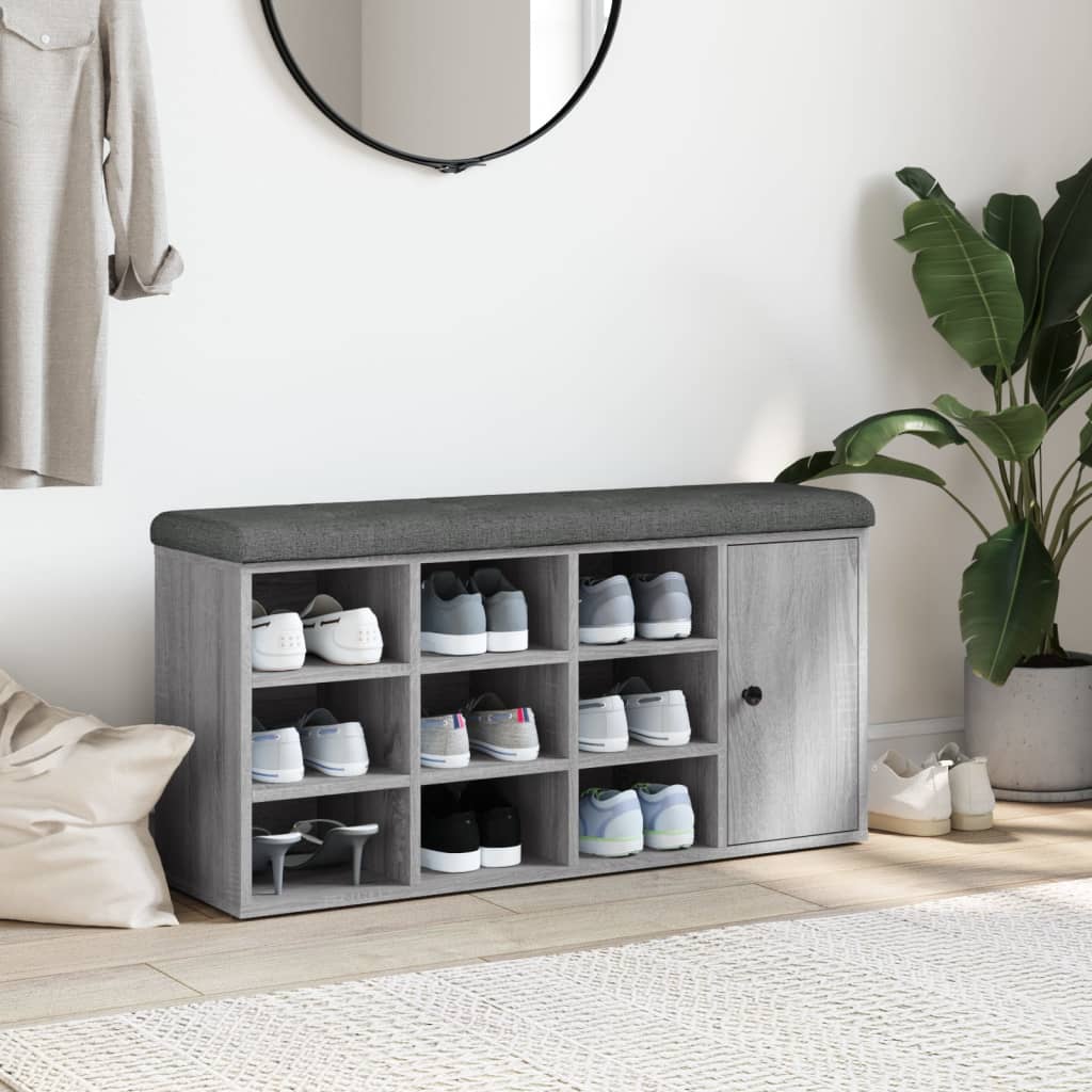 Klupa za cipele siva boja hrasta 102x32x50 cm konstruirano drvo