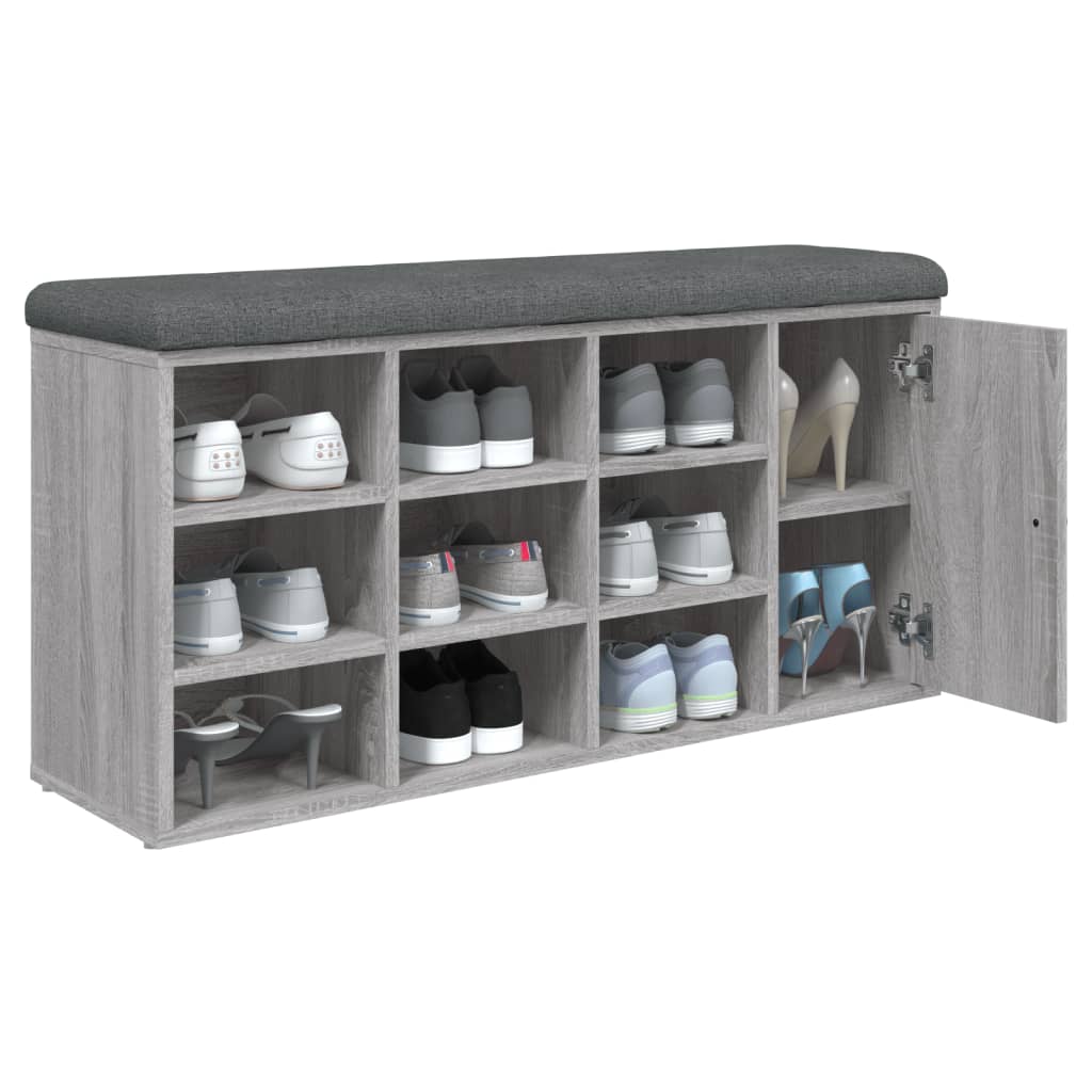 Klupa za cipele siva boja hrasta 102x32x50 cm konstruirano drvo