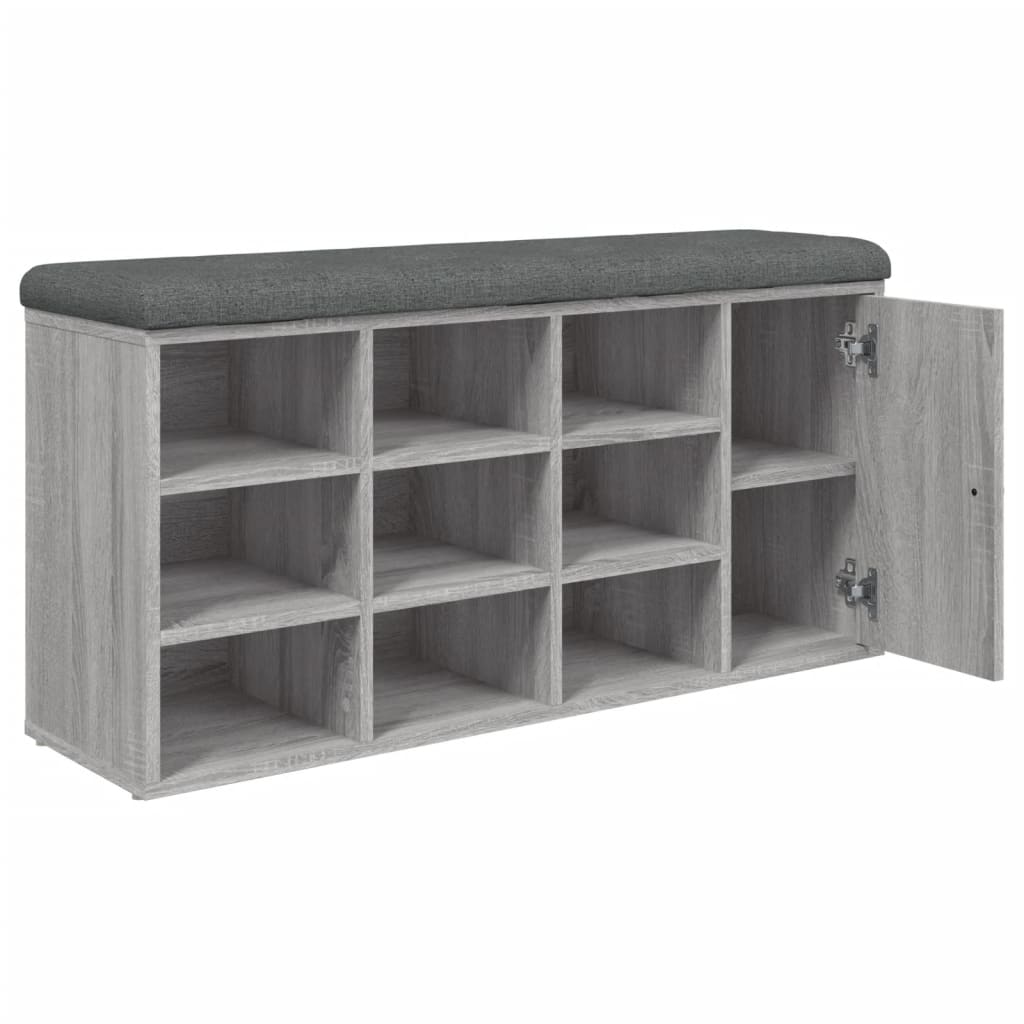 Klupa za cipele siva boja hrasta 102x32x50 cm konstruirano drvo
