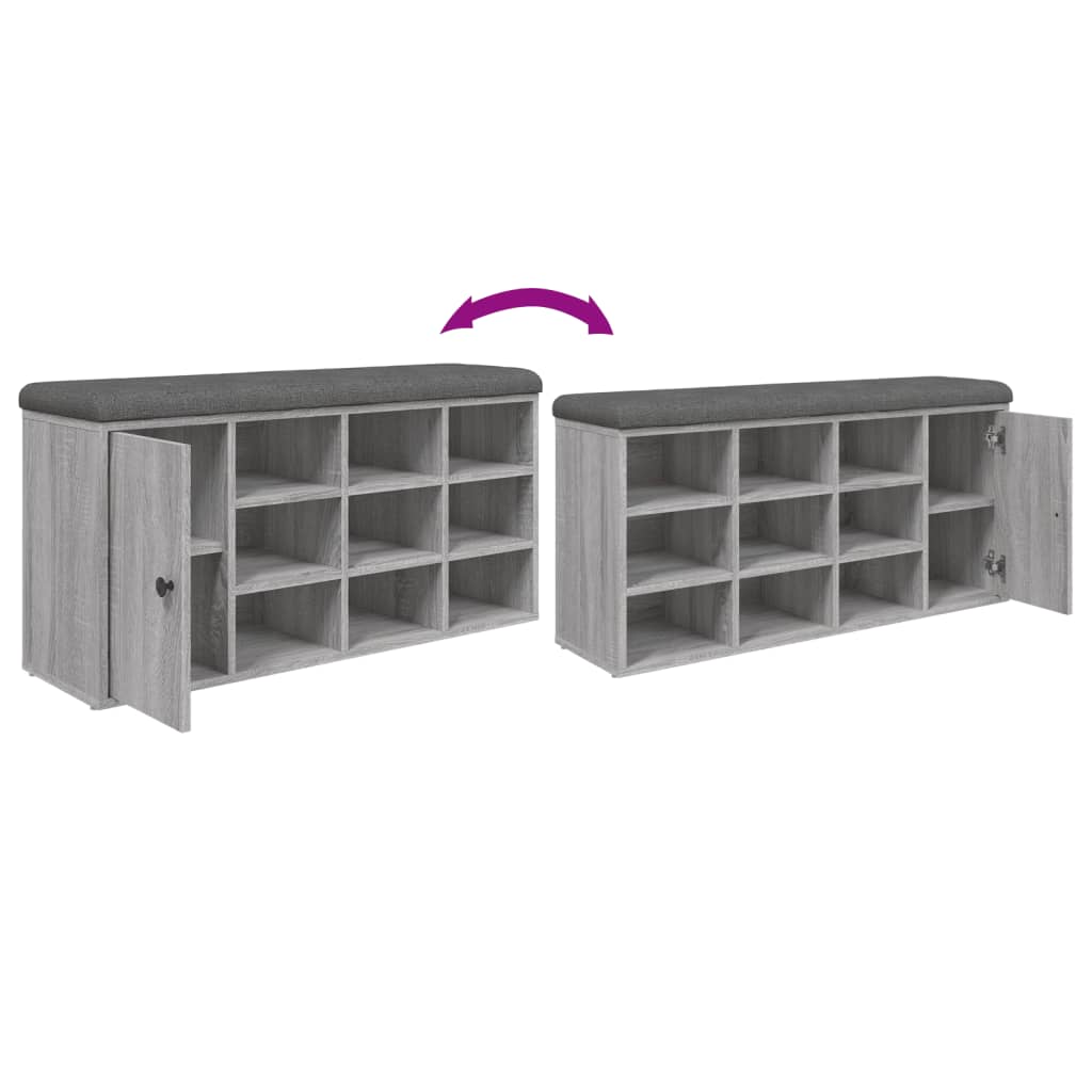Klupa za cipele siva boja hrasta 102x32x50 cm konstruirano drvo