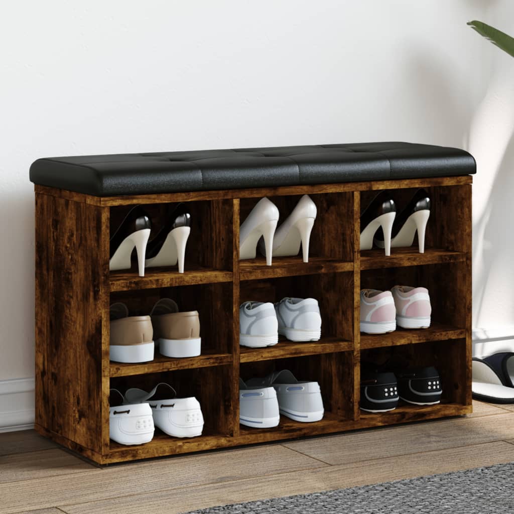 Klupa za cipele boja dimljenog hrasta 82x32x50 cm drvena