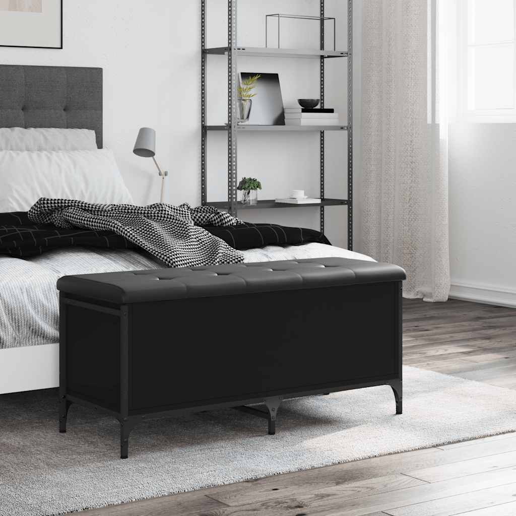 Klupa za pohranu crna 102 x 42 x 45 cm od konstruiranog drva