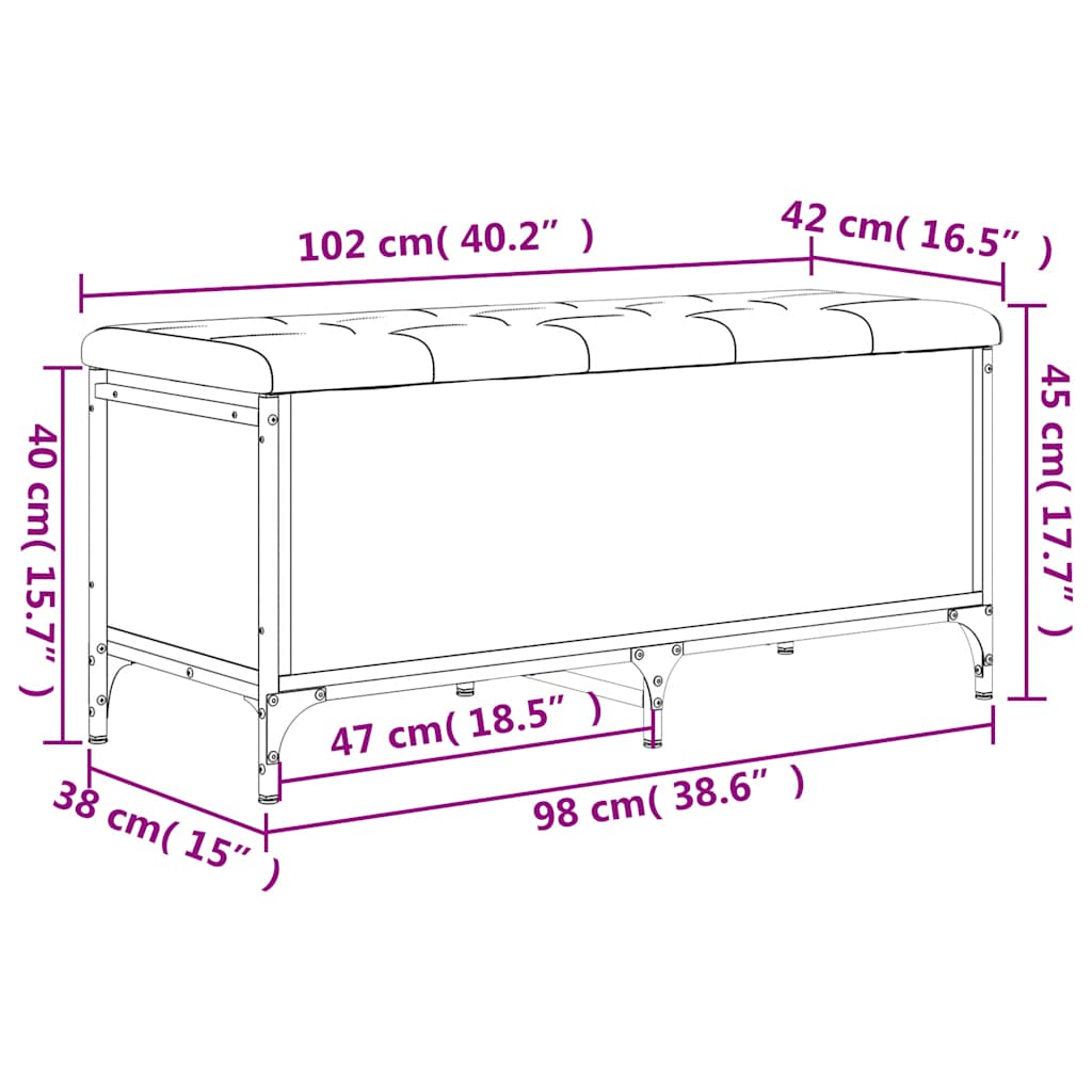 Klupa za cipele siva boja hrasta 102x42x45 cm konstruirano drvo