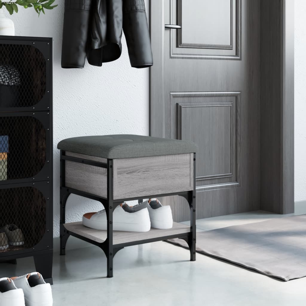 Klupa za cipele siva boja hrasta 42x42x45 cm konstruirano drvo