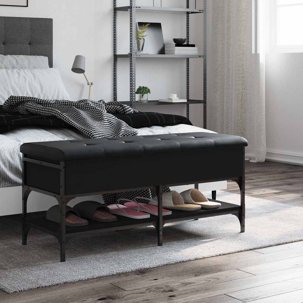 Klupa za cipele crna 102 x 42 x 45 cm od konstruiranog drva