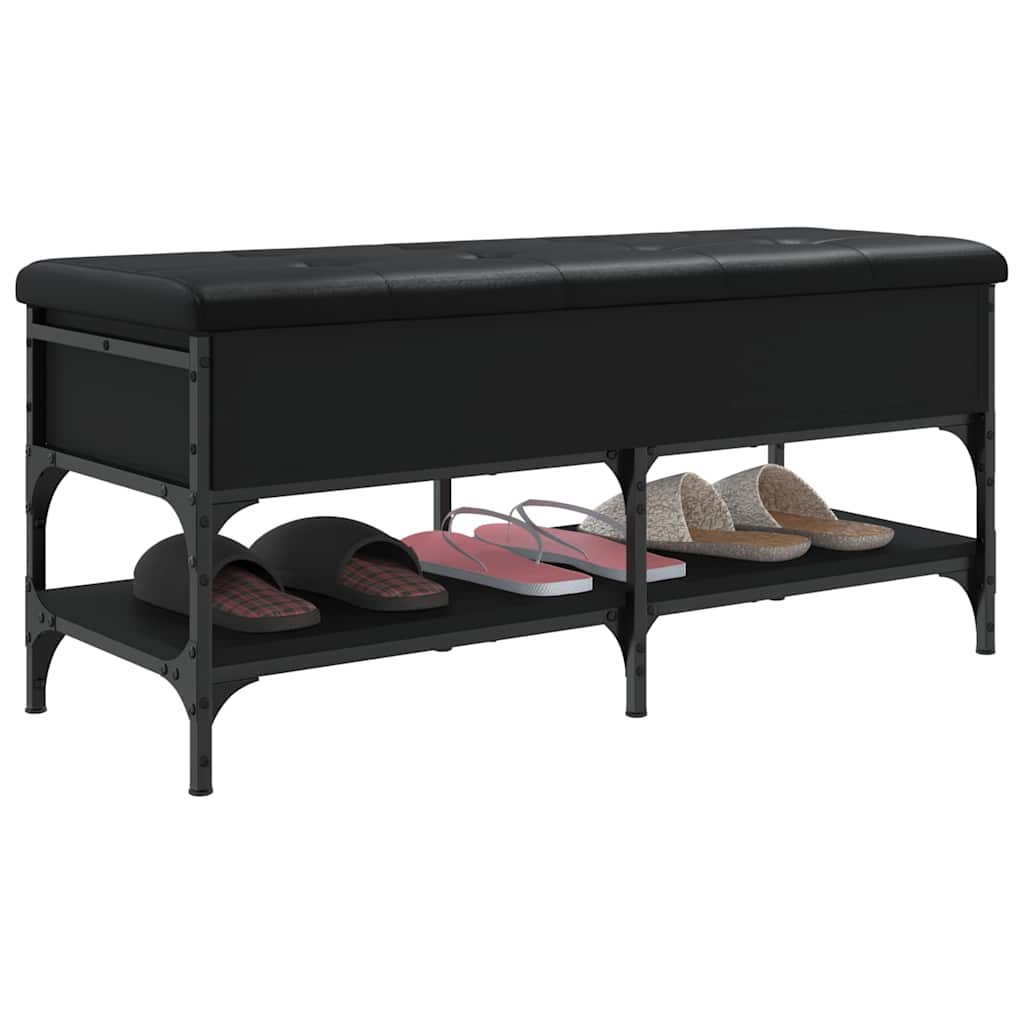 Klupa za cipele crna 102 x 42 x 45 cm od konstruiranog drva