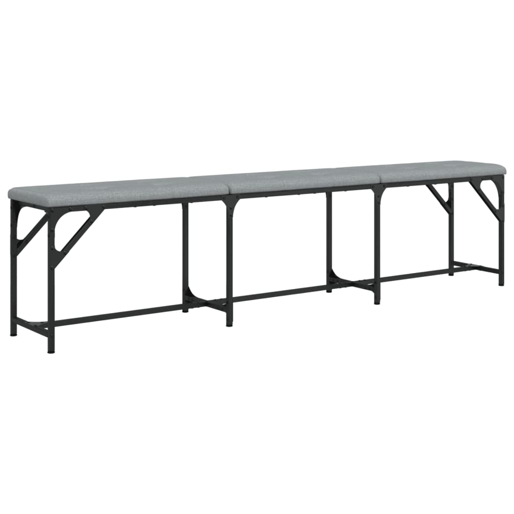 Blagovaonska klupa svjetlosiva 186 x 32 x 45 cm čelik i tkanina