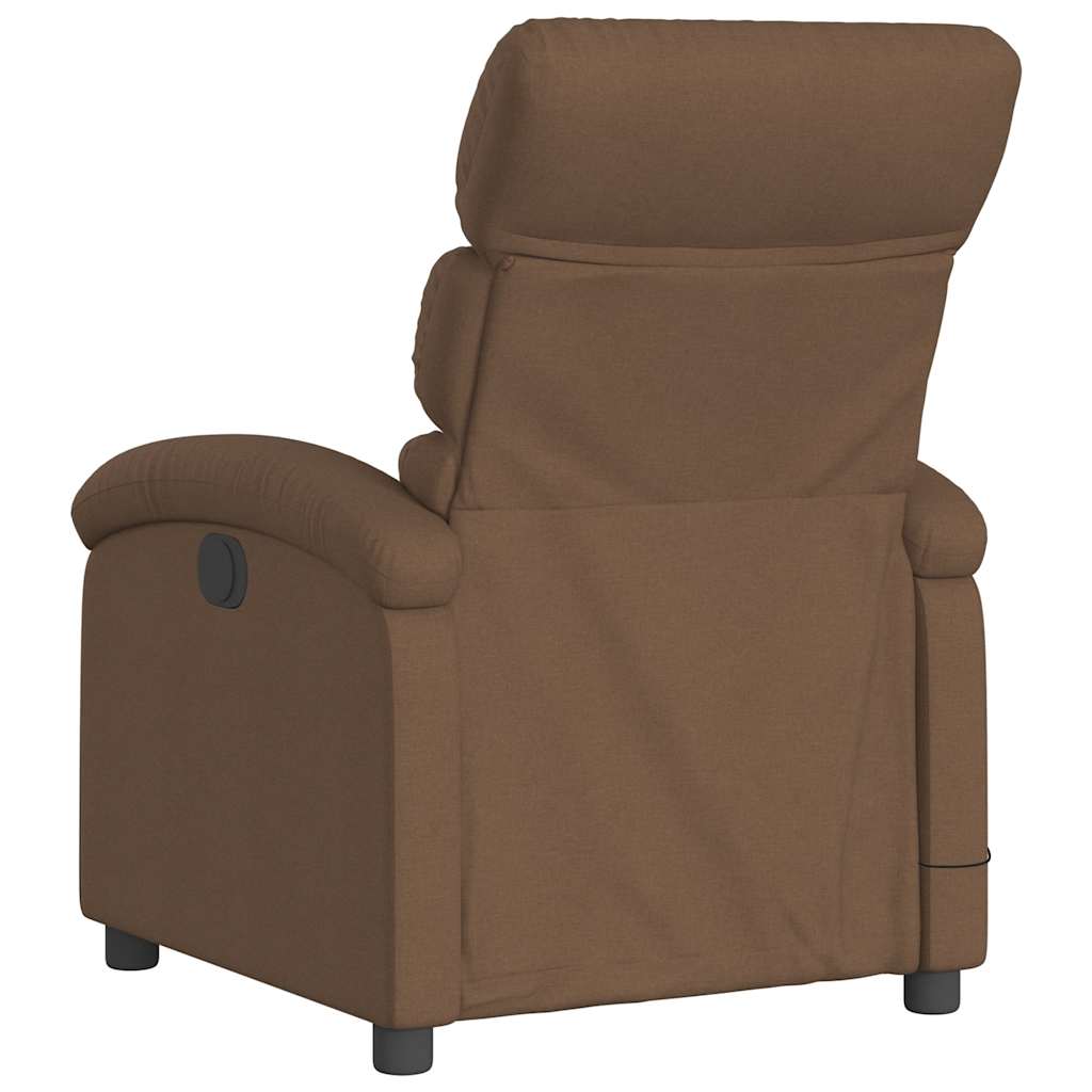 Električni masažni naslonjač od tkanine smeđi