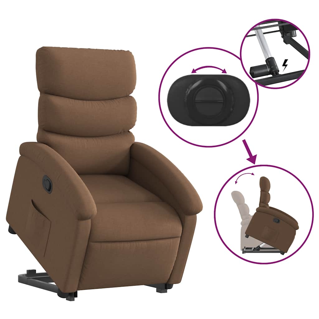 Naslonjač na podizanje od tkanine smeđi