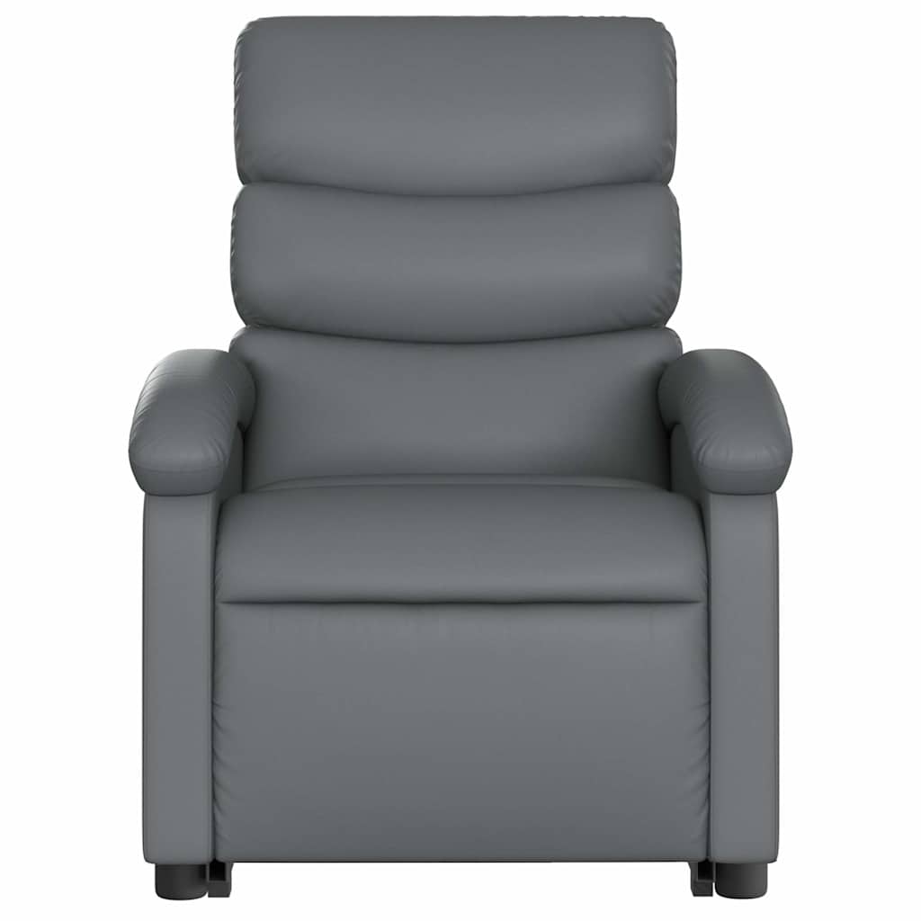 Električni naslonjač na podizanje od umjetne kože siva