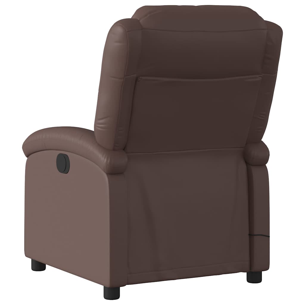 Električni masažni naslonjač od umjetne kože smeđi