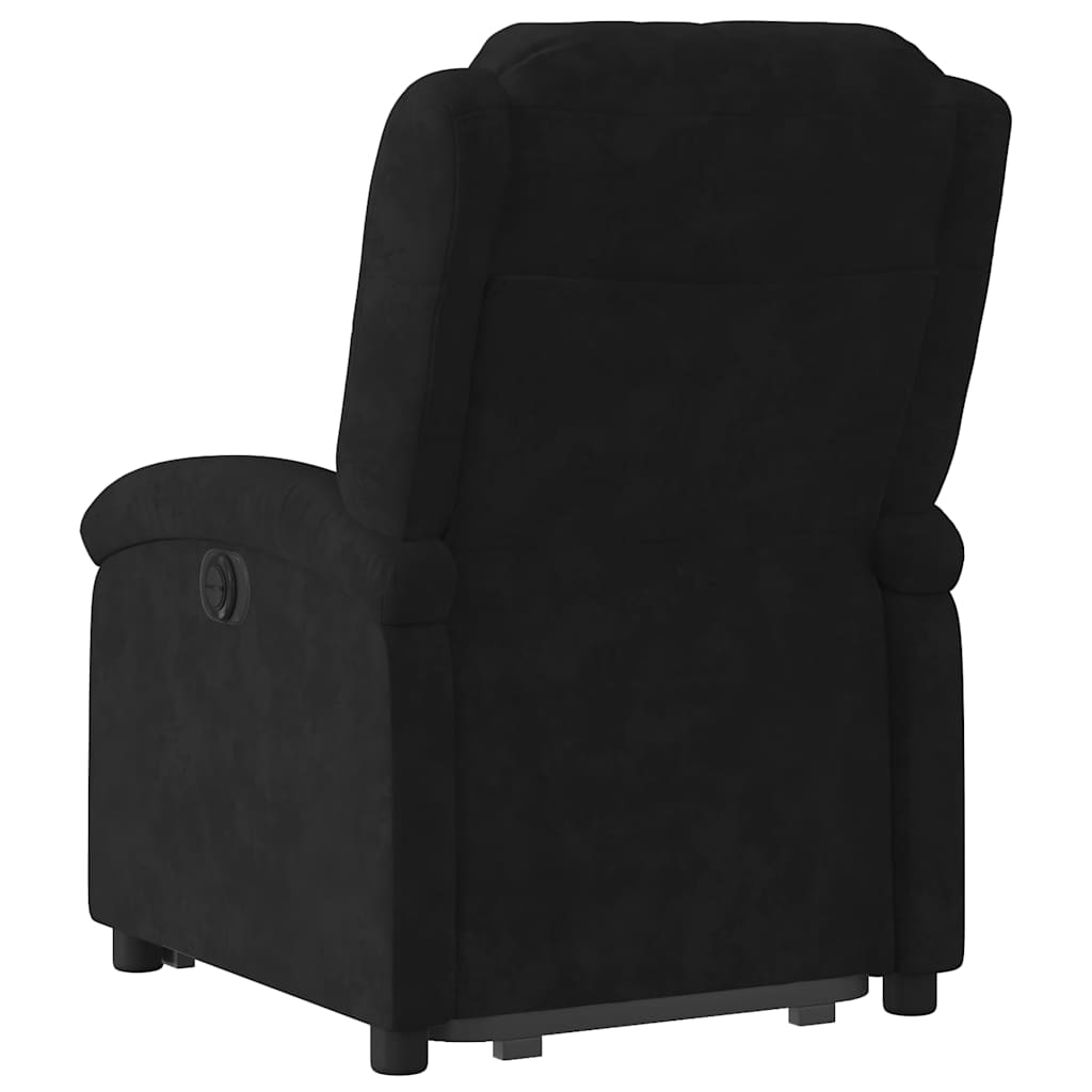 Naslonjač na podizanje crni baršunasti