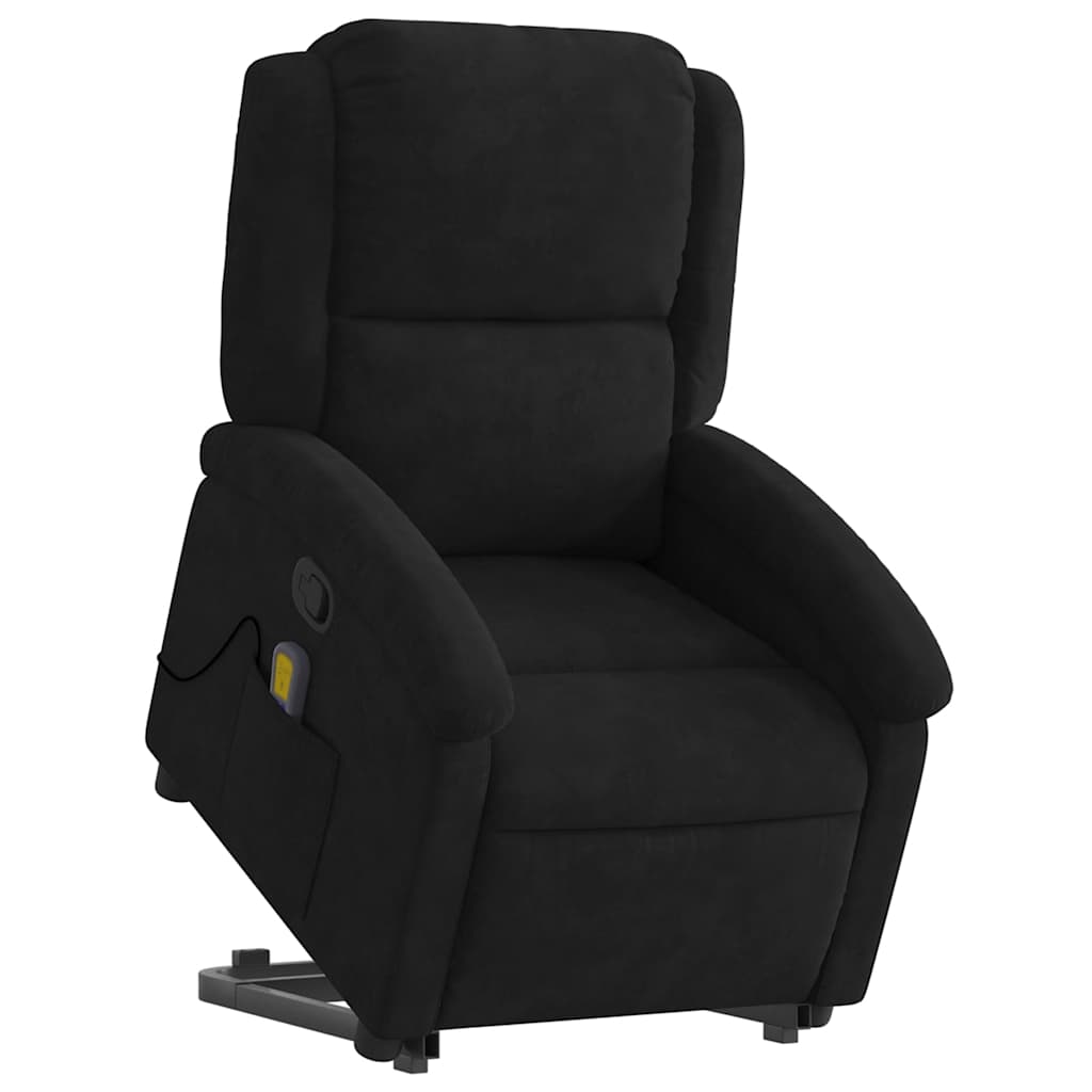 Masažni naslonjač na podizanje crni baršunasti