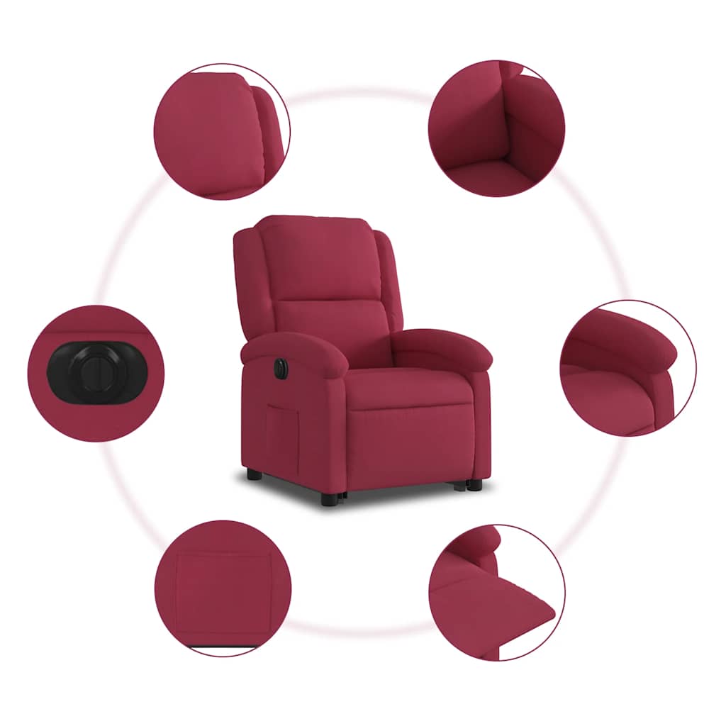 Električni naslonjač na podizanje boja vina baršunasti
