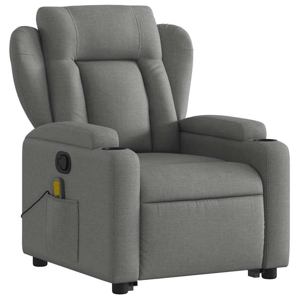 Masažni naslonjač na podizanje od tkanine tamnosivi