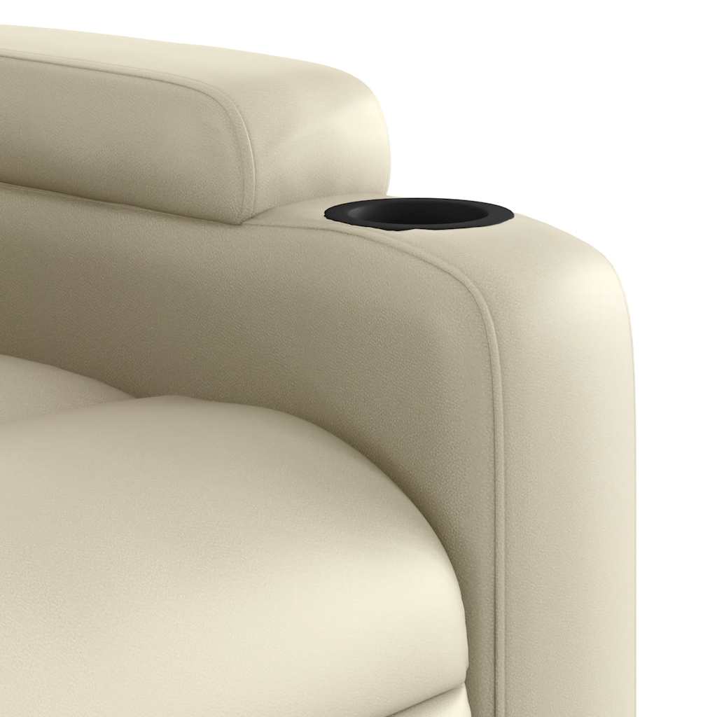 Električni masažni naslonjač od umjetne kože krem