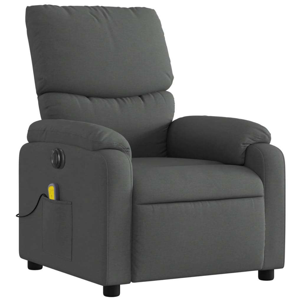 Električni masažni naslonjač od tkanine tamnosivi