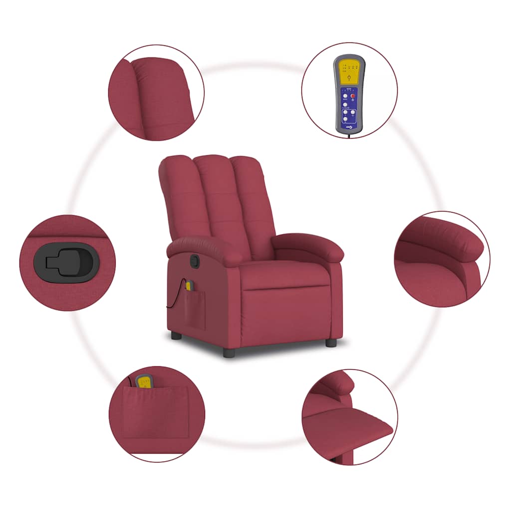 Masažna fotelja za odmor, tkanina, vino crvene boje