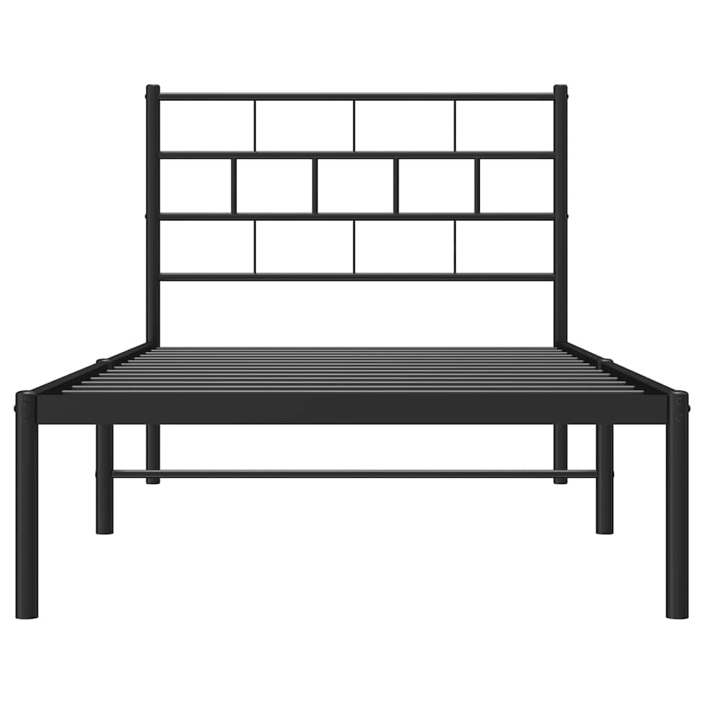 Metalni okvir za krevet s uzglavljem crni 100x190 cm