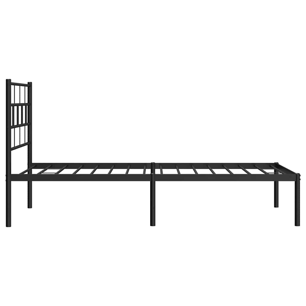Metalni okvir za krevet s uzglavljem crni 100x190 cm