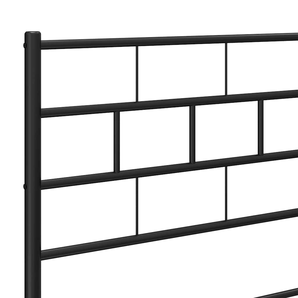 Metalni okvir za krevet s uzglavljem crni 100x190 cm