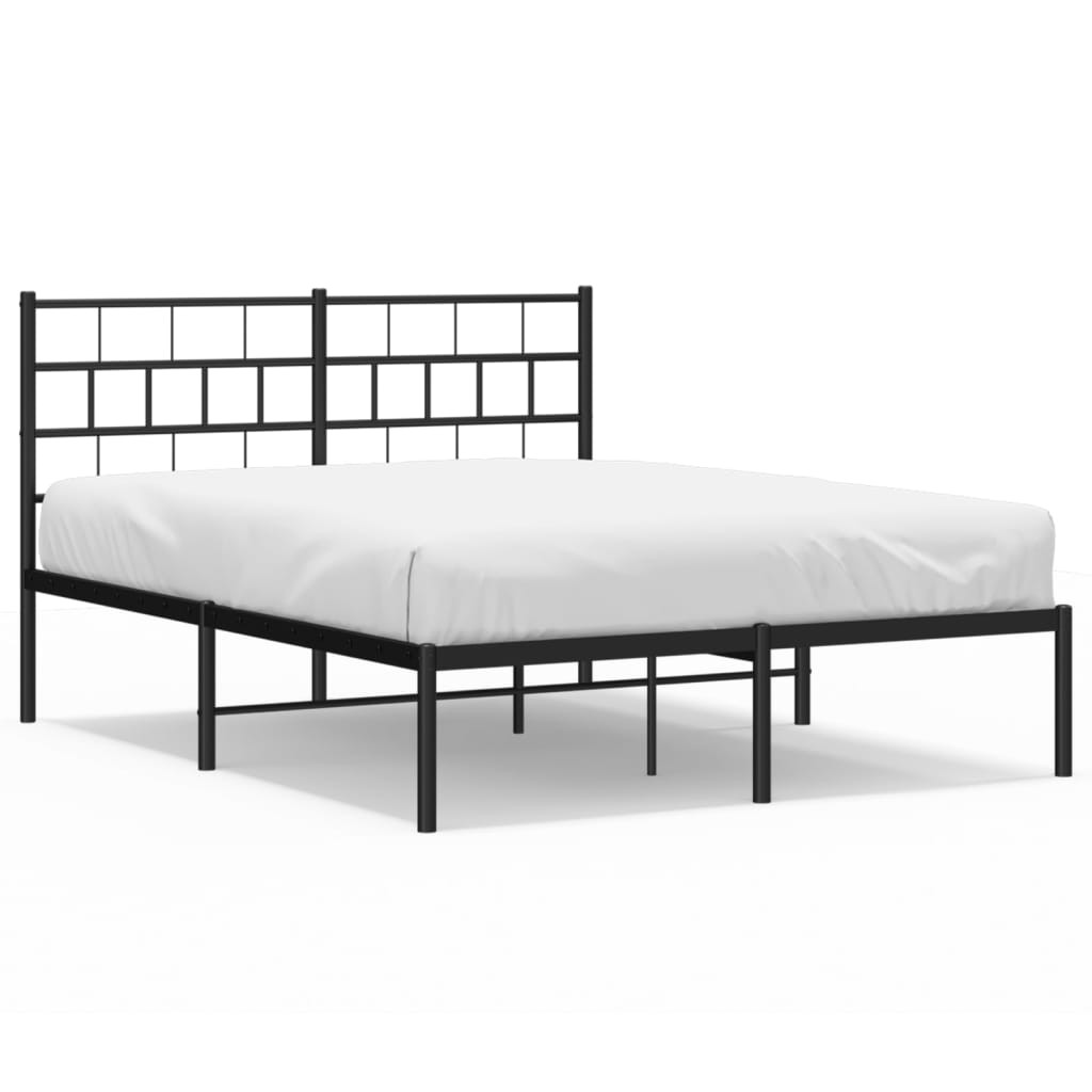 Metalni okvir za krevet s uzglavljem crni 140x190 cm