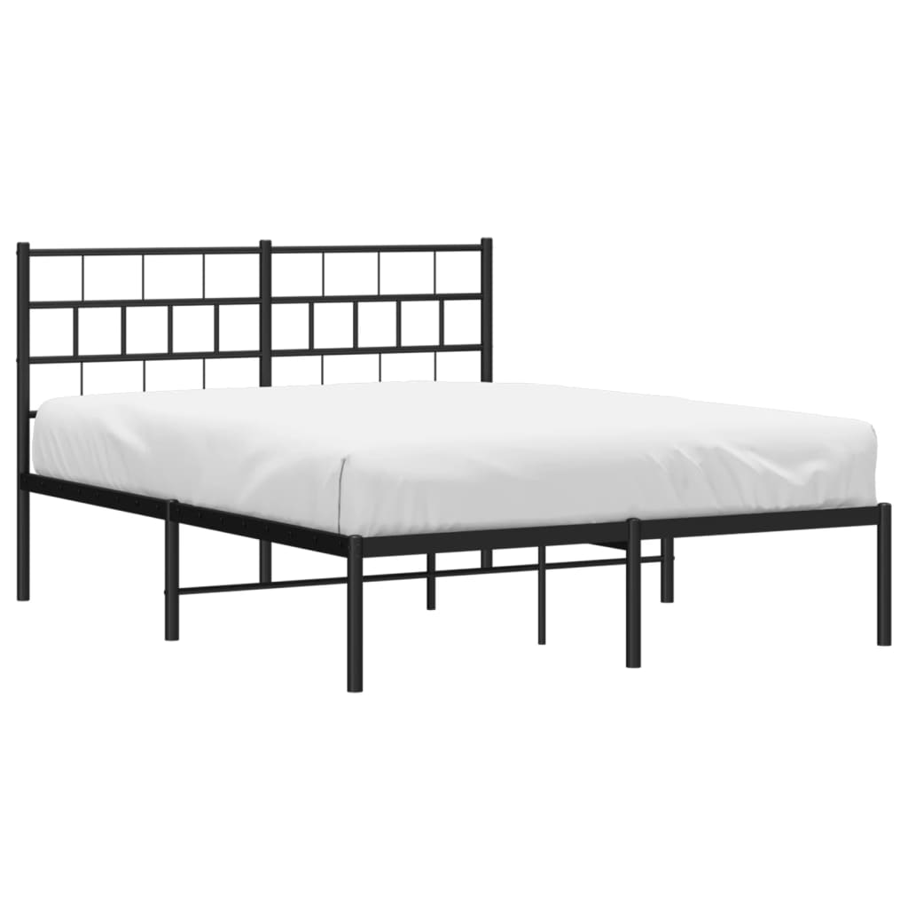 Metalni okvir za krevet s uzglavljem crni 140x190 cm
