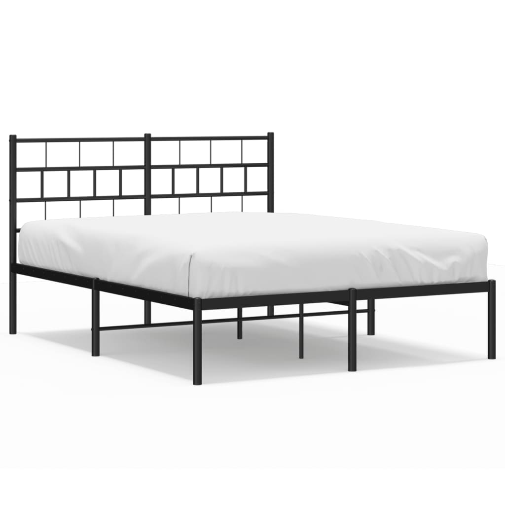 Metalni okvir za krevet s uzglavljem crni 160x200 cm