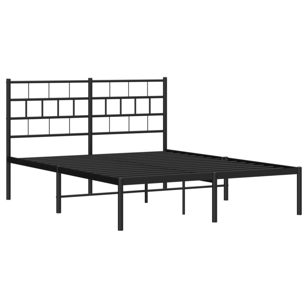 Metalni okvir za krevet s uzglavljem crni 160x200 cm