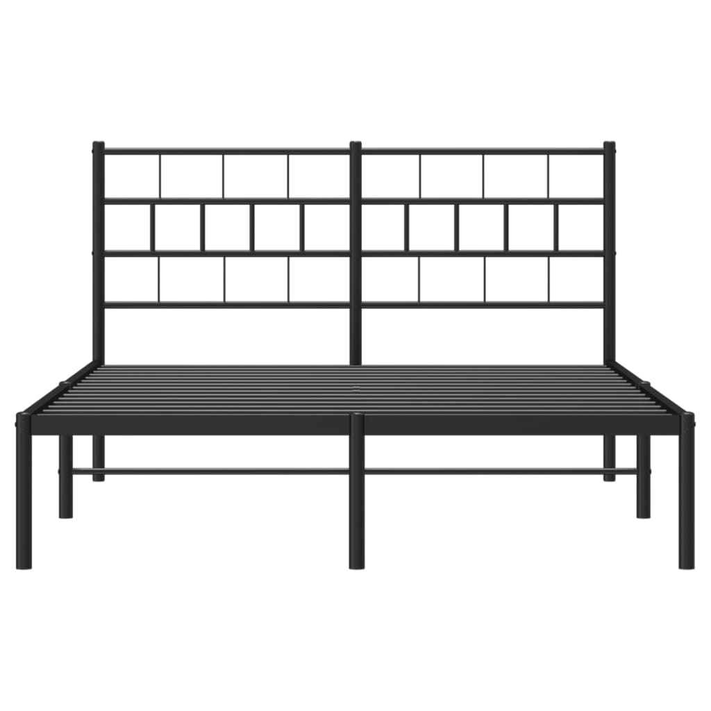 Metalni okvir za krevet s uzglavljem crni 160x200 cm