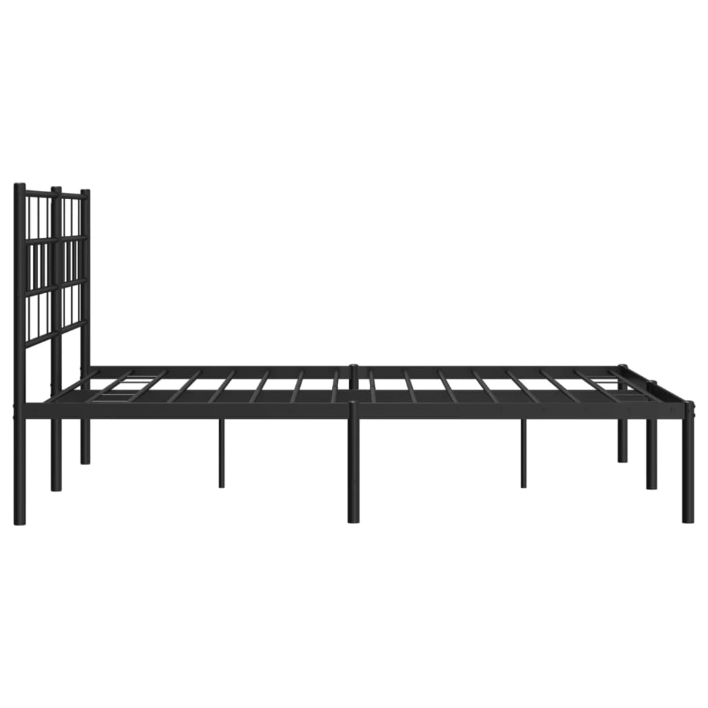 Metalni okvir za krevet s uzglavljem crni 160x200 cm