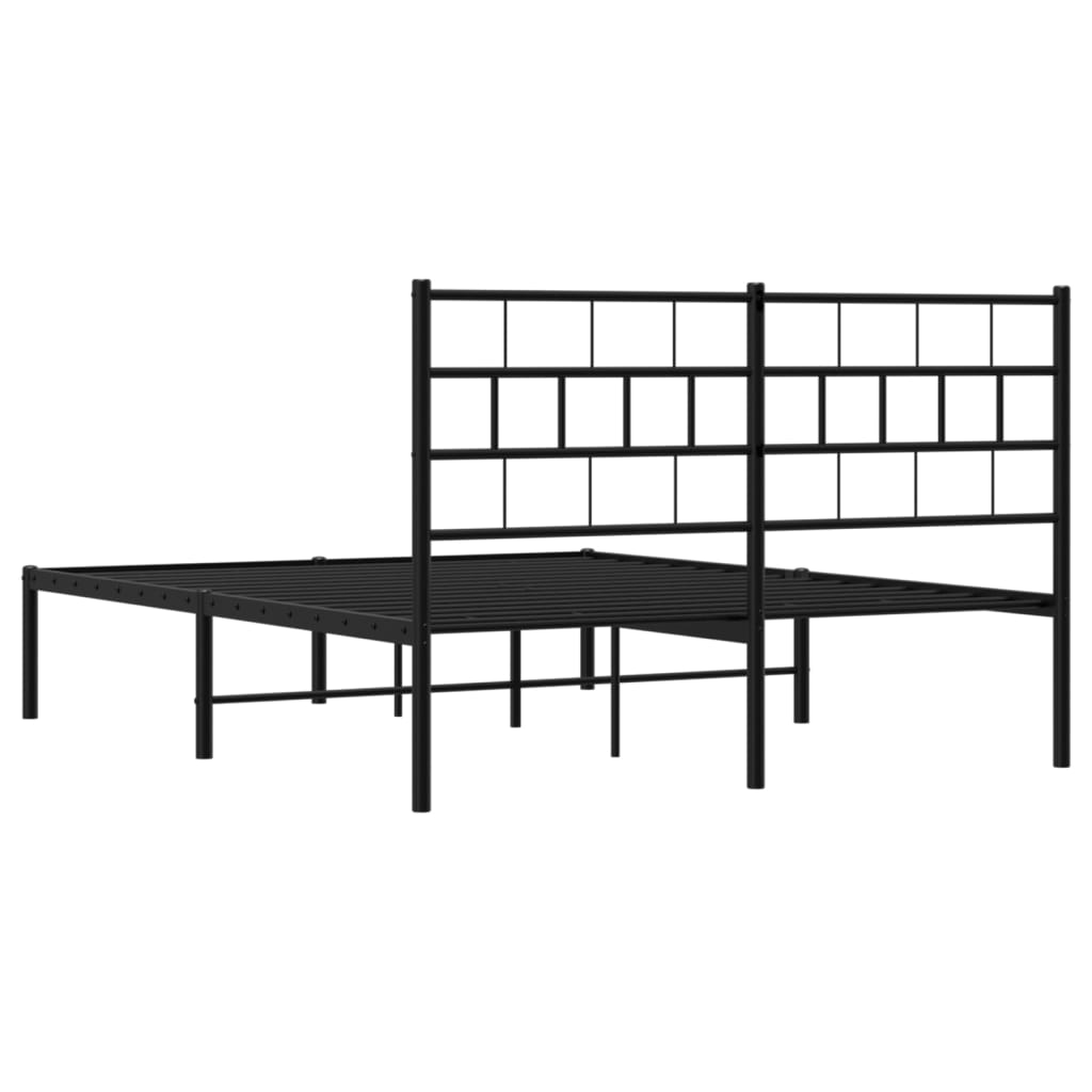 Metalni okvir za krevet s uzglavljem crni 160x200 cm