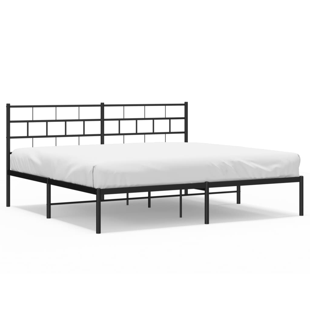 Metalni okvir za krevet s uzglavljem crni 180x200 cm