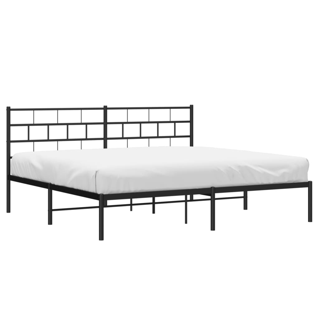 Metalni okvir za krevet s uzglavljem crni 180x200 cm