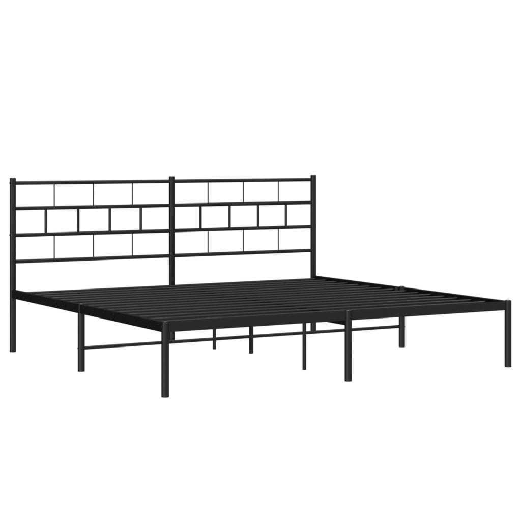 Metalni okvir za krevet s uzglavljem crni 180x200 cm