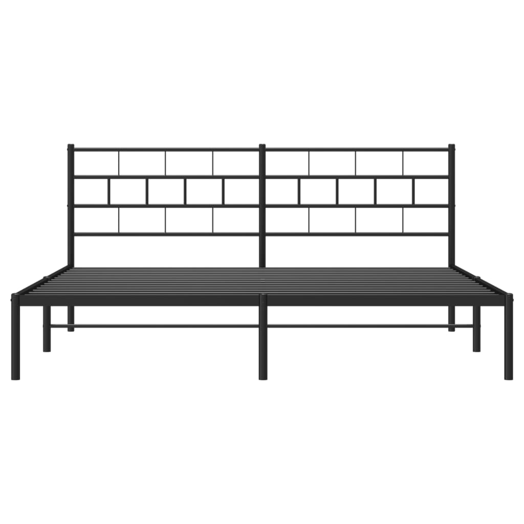 Metalni okvir za krevet s uzglavljem crni 180x200 cm