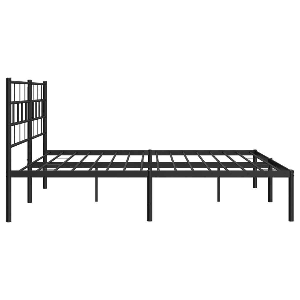 Metalni okvir za krevet s uzglavljem crni 180x200 cm