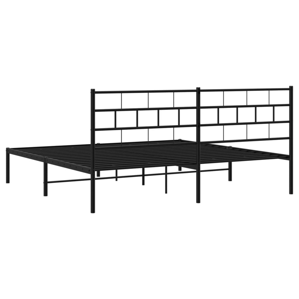 Metalni okvir za krevet s uzglavljem crni 180x200 cm