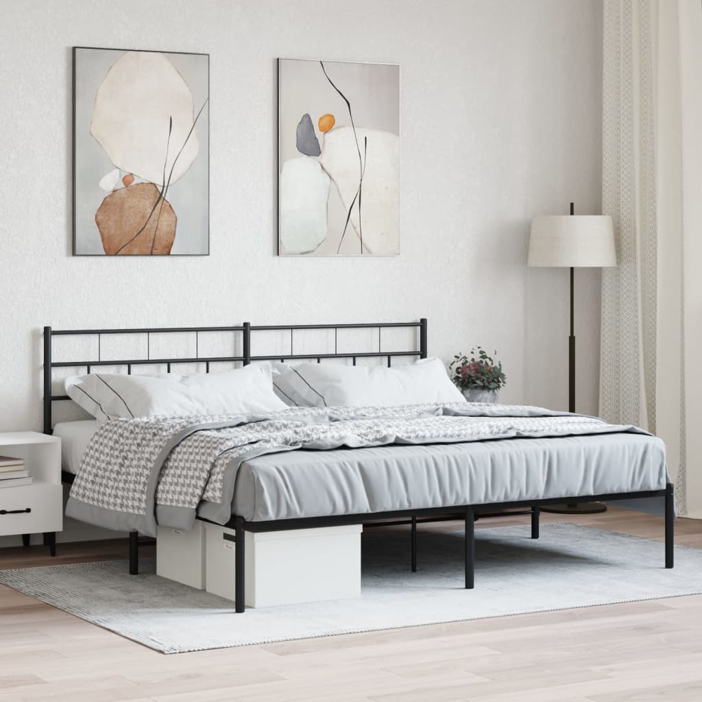 Metalni okvir za krevet s uzglavljem crni 180x200 cm