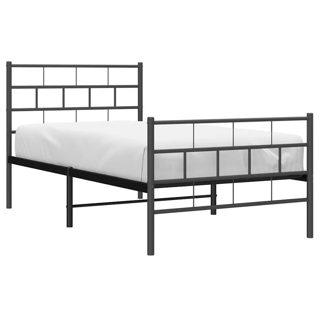 Metalni okvir kreveta uzglavlje i podnožje crni 100x200 cm