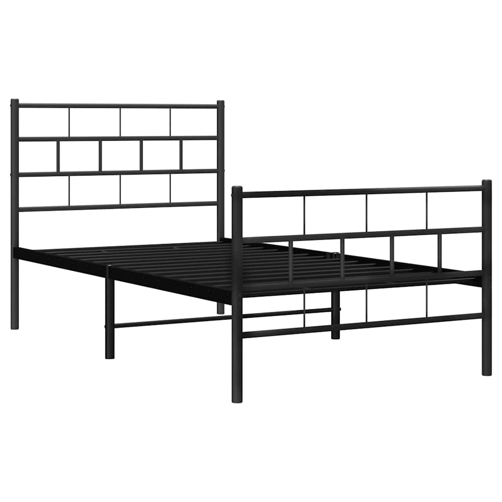 Metalni okvir kreveta uzglavlje i podnožje crni 100x200 cm