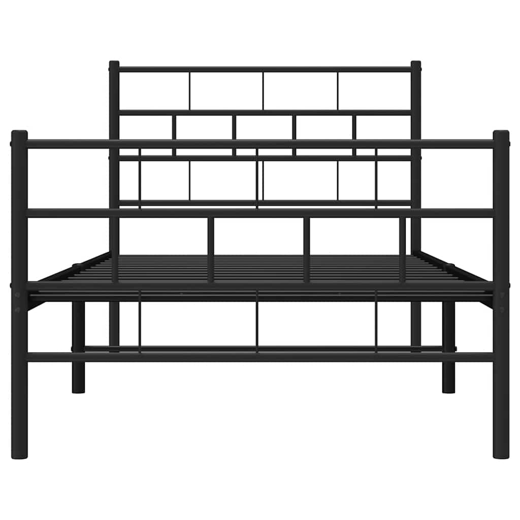 Metalni okvir kreveta uzglavlje i podnožje crni 100x200 cm