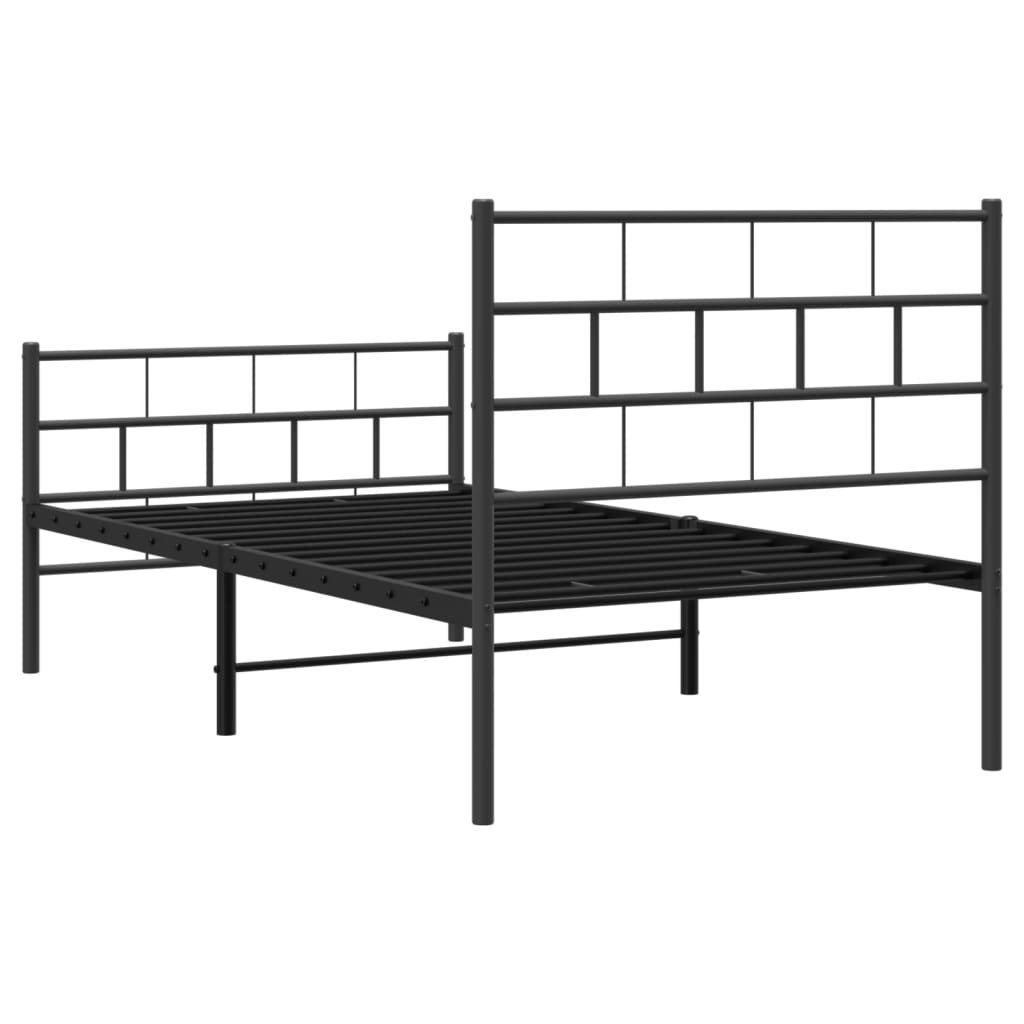 Metalni okvir kreveta uzglavlje i podnožje crni 107x203 cm